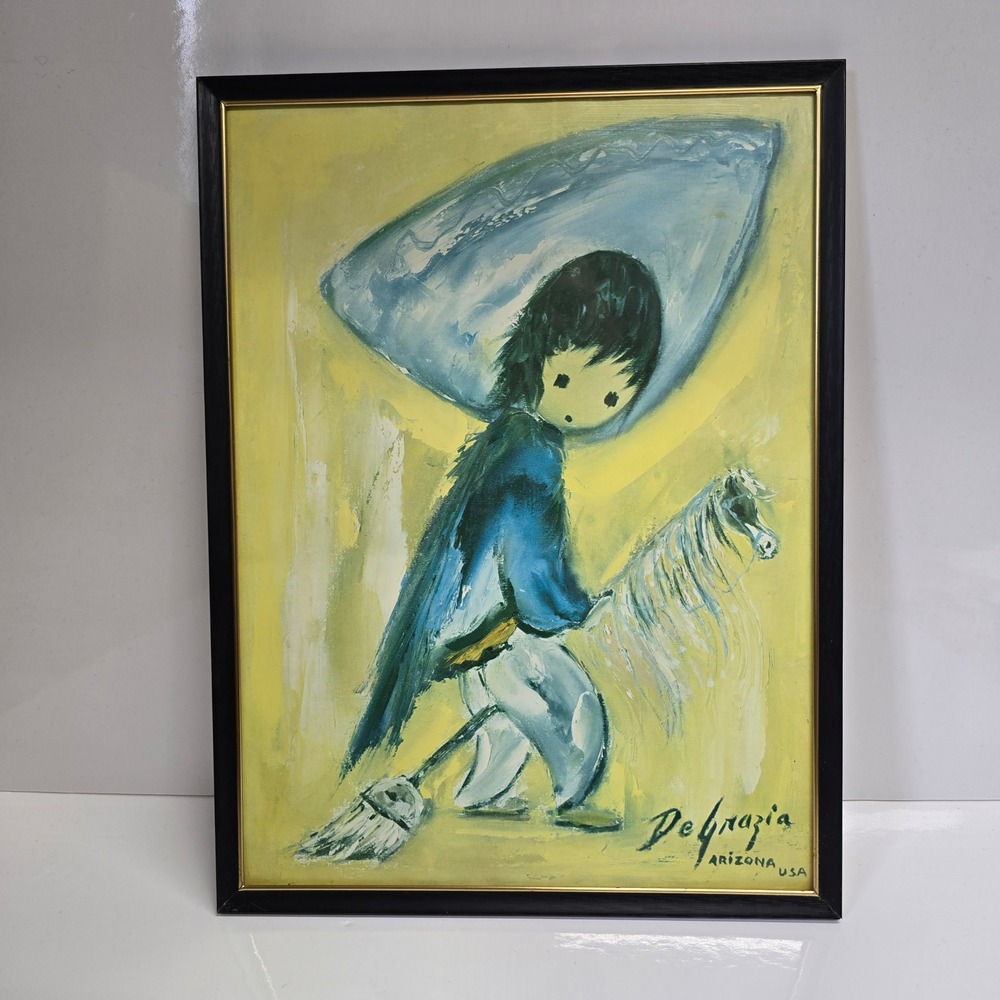 Vintage Ted DeGrazia My First Horse Print 1972 Southwestern Art Framed 12x16